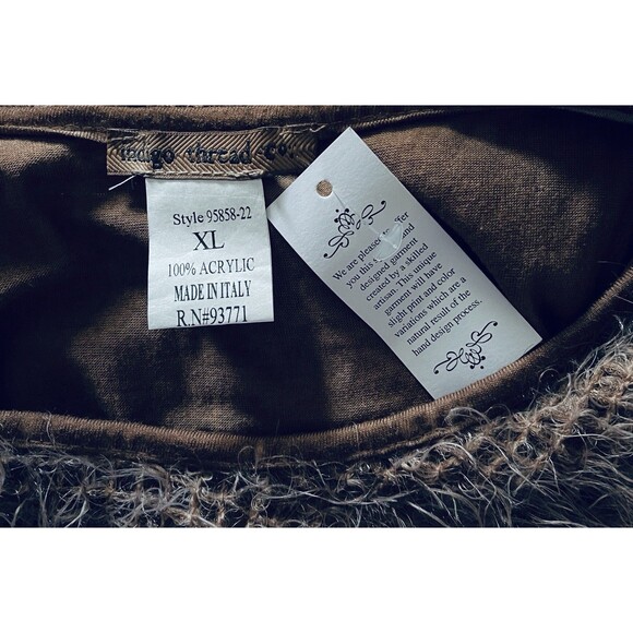 NWT INDIGO THREAD CO. Mixed Fabrics Brown Asymmetrical Lagenlook Tunic XL - Picture 9 of 11